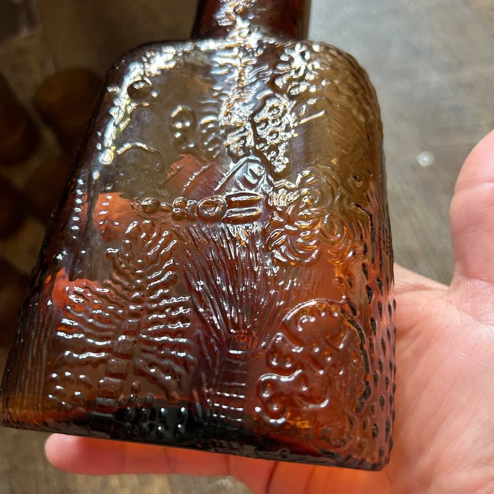 Nuutajärvi‎ Arabia Finland Oiva Toikka Fauna Amber Glass Decanter 5 Shot Glasses